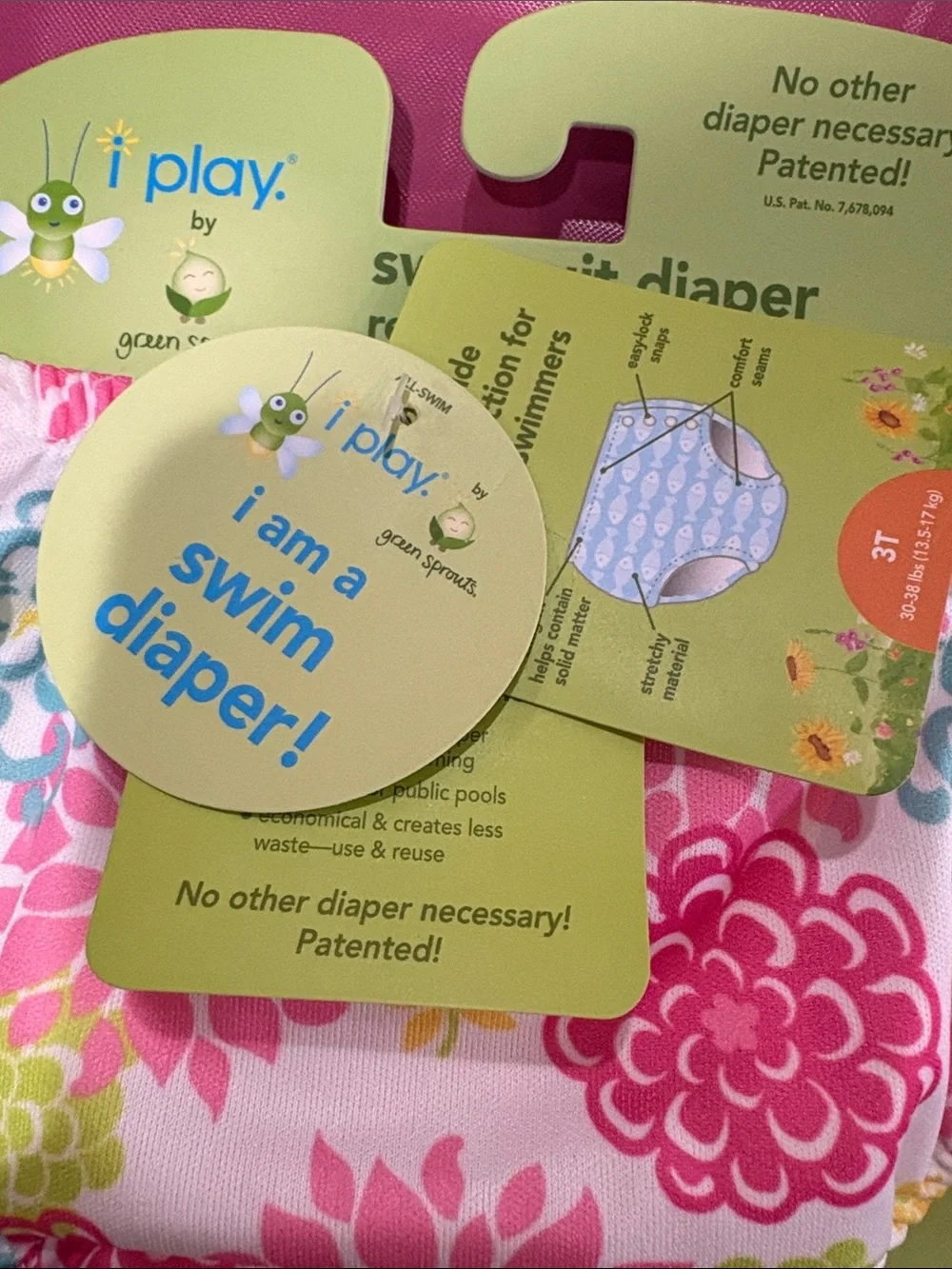 i play Floral Reusable Swim Diaper - Pink Green Blue